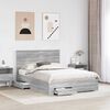 vidaXL Bed Frame with Drawer Grey Sonoma 150 x 200 cm Engineered Wood