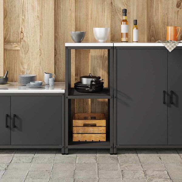 vidaXL Kitchen Storage with Shelf Black 40 x 50 x 92 cm Steel