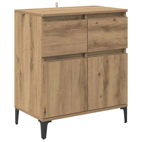 vidaXL Sideboard Artisan Oak 60 x 35 x 70 cm Engineered Wood and Iron