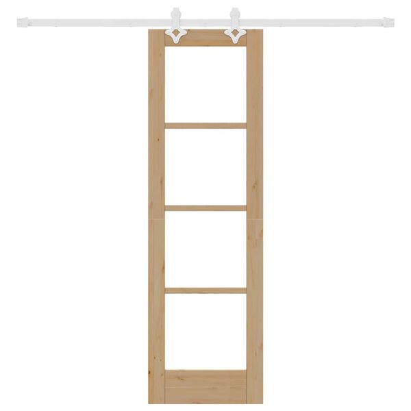 vidaXL Sliding Door Natural 61 x 198.5 cm Solid Pine Wood and Glass
