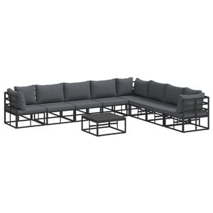 vidaXL Garden Sofa Set with Cushion 9 pcs Black Aluminium