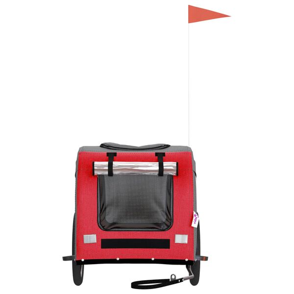 vidaXL Pet Bike Trailer Red and Grey Oxford Fabric&Iron