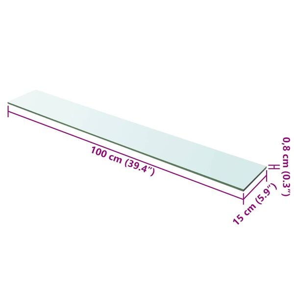vidaXL Shelf Panel Glass Clear 100x15 cm