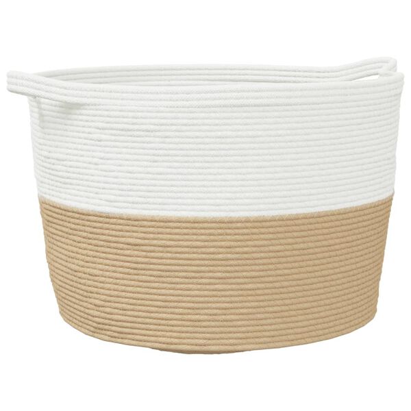 vidaXL Laundry Basket Beige and White &Oslash;60x36 cm Cotton