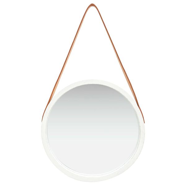 vidaXL Wall Mirror with Strap 40 cm White