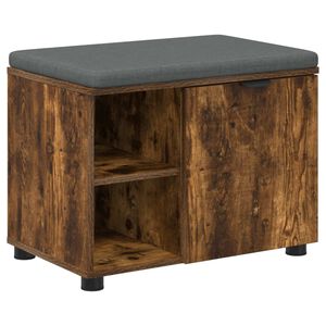 vidaXL Hall Bench with Cushion with Shelf Smoked Oak 60 x 38 x 46 cm
