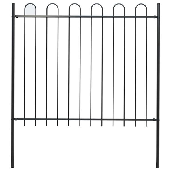 vidaXL Garden Fence with Hoop Top Steel 181x150 cm Black