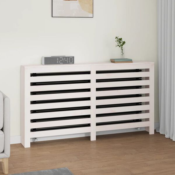 vidaXL Radiator Cover White 153x19x84 cm Solid Wood Pine