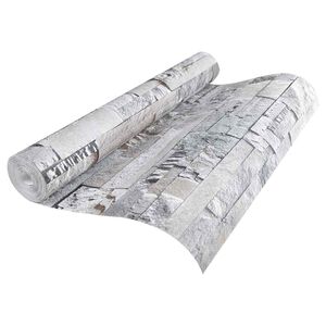vidaXL 3D Stone Wallpaper Grey 10 x 0.53 m Non-Woven Fabric