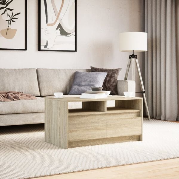 vidaXL Coffee Table with LED Lights Sonoma Oak Engineered Wood