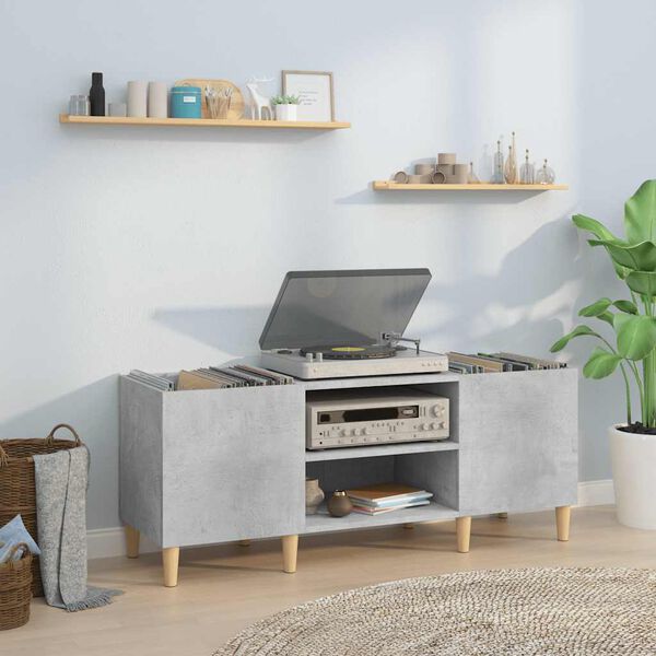 vidaXL Record Cabinet Concrete Grey 121x38x48 cm Engineered Wood