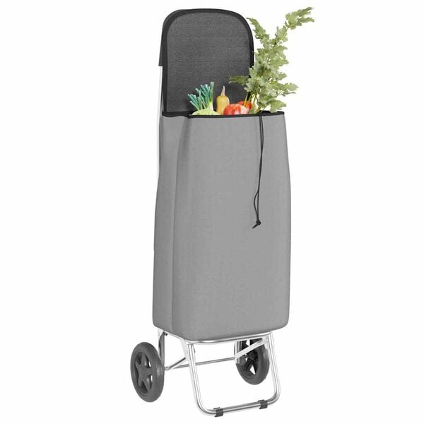 vidaXL Shopping Trolley Folding Grey 35 x 28 x 92 cm Oxford fabric