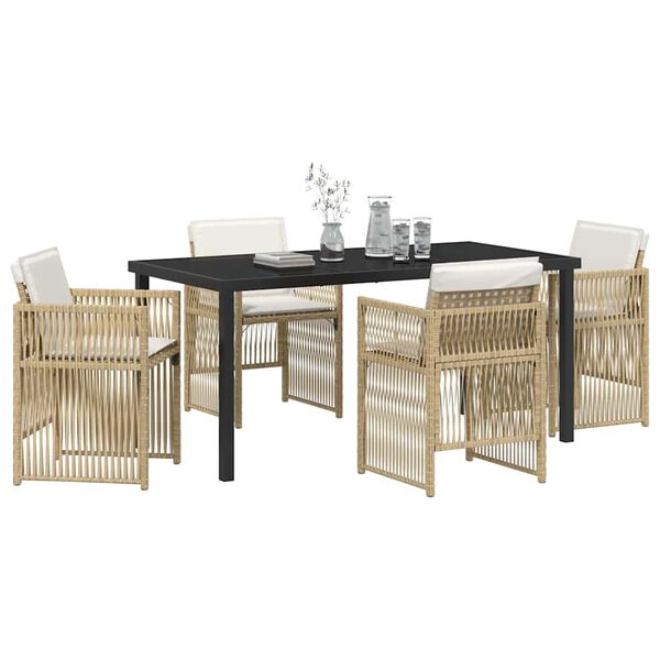 vidaXL Garden Dining Set 5 pcs Beige Powder-Coated Steel