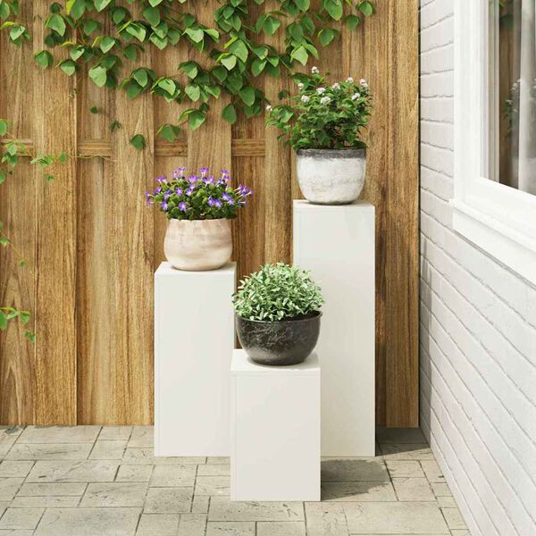 vidaXL Plant Stand 3 pcs White Steel