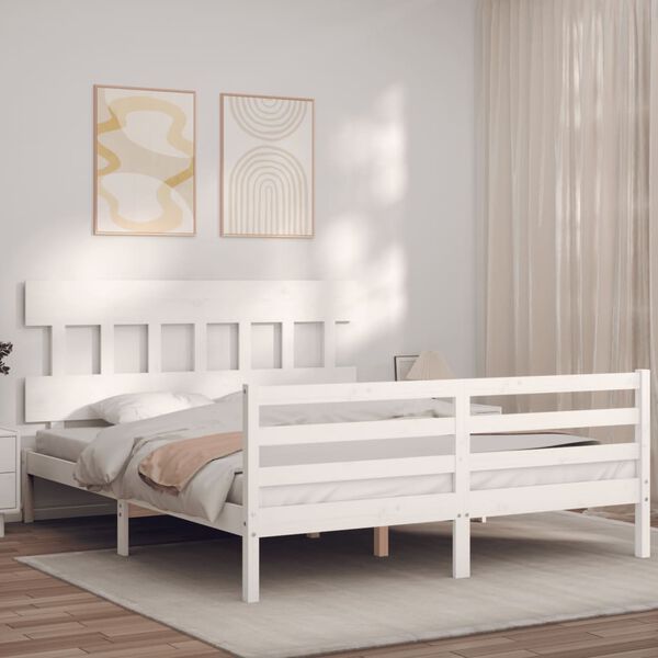 vidaXL Bed Frame without Mattress White 160x200 cm Solid Wood