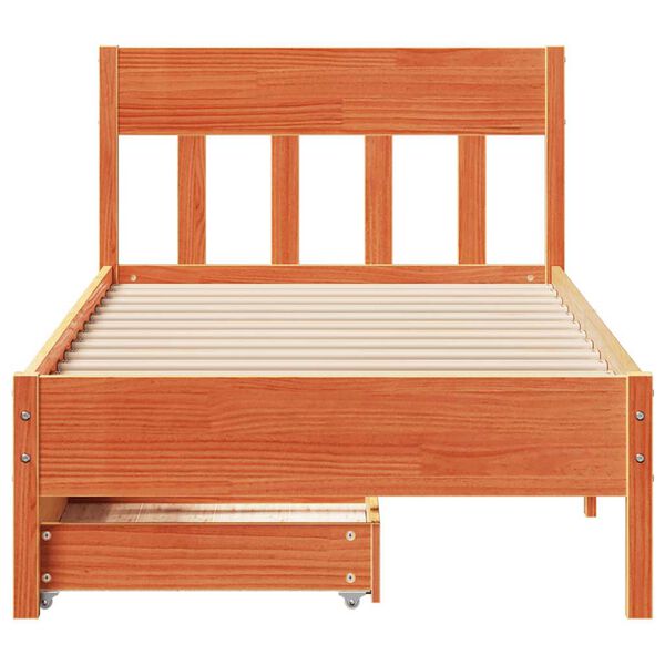 vidaXL Bed Frame without Mattress Wax Brown 90x190 cm Single Solid Wood Pine
