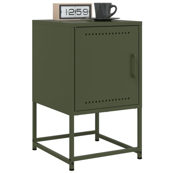 vidaXL Bedside Cabinets 2 pcs Olive Green 36x39x60.5 cm Steel