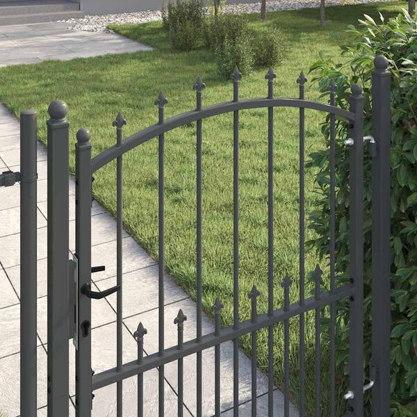 vidaXL Fence Gate with Spikes Grey 125 x 100 cm Powder-coated steel