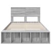 vidaXL Bed Frame with Shelf Grey Sonoma 120 x 190 cm Engineered Wood