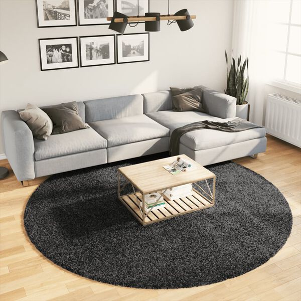 vidaXL Shaggy Rug PAMPLONA High Pile Modern Anthracite &Oslash; 240 cm