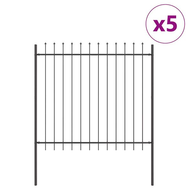vidaXL Garden Fence 5 pcs Grey 8.5 x 1.5 m Powder-coated Steel