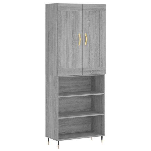 vidaXL Highboard Grey Sonoma 69.5x34x180 cm Engineered Wood