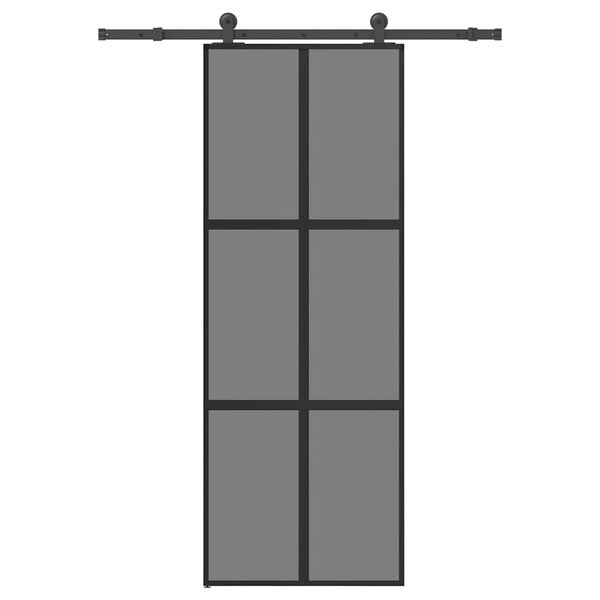 vidaXL Sliding Door with Hardware Set 76x205 cm Tempered Glass&Aluminium