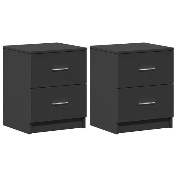 vidaXL Bedside Cabinets 2 pcs with 2 Drawers Black 40x36x50 cm