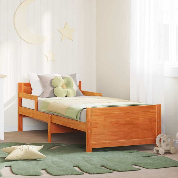 vidaXL Bed Frame with Headboard Wax Brown 80 x 200 cm Engineered Wood