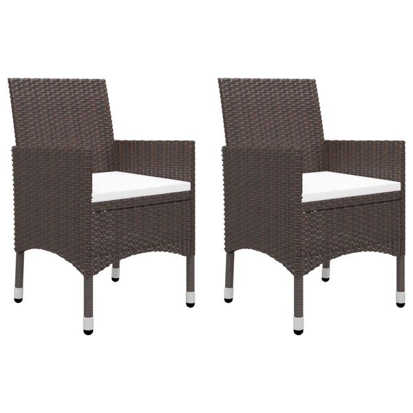 vidaXL 3 Piece Garden Dining Set with Cushions Brown