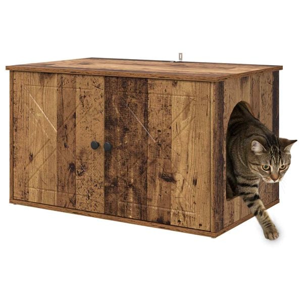 vidaXL Cat House Old Wood 85 x 55 x 50 cm Engineered Wood