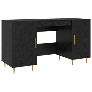 vidaXL Desk Black oak Engineered wood 140 x 50 x 75 cm