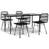 vidaXL 5 Piece Garden Dining Set Black Poly Rattan