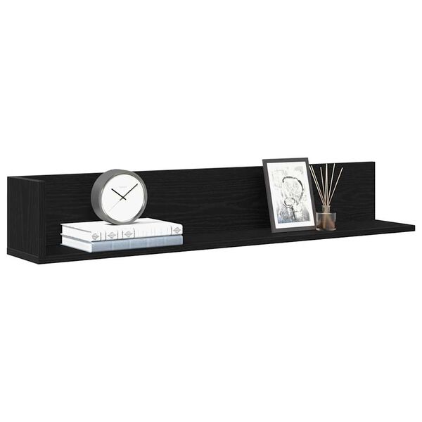 vidaXL Wall Shelves 2 pcs Black 100x16.5x16.5 cm Engineered Wood