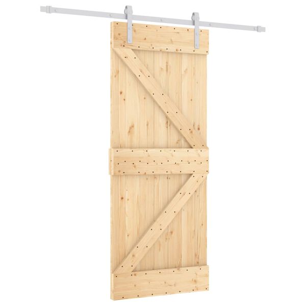 vidaXL Sliding Door with Hardware Set 85x210 cm Solid Wood Pine