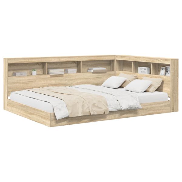 vidaXL Bookcase Bed Sonoma oak 160 x 200 cm Engineered wood