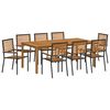 vidaXL Garden Dining Set 9 pcs Black Solid Acacia Wood