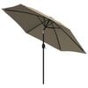 vidaXL Garden Parasol with LED Lights and Steel Pole 300 cm Taupe
