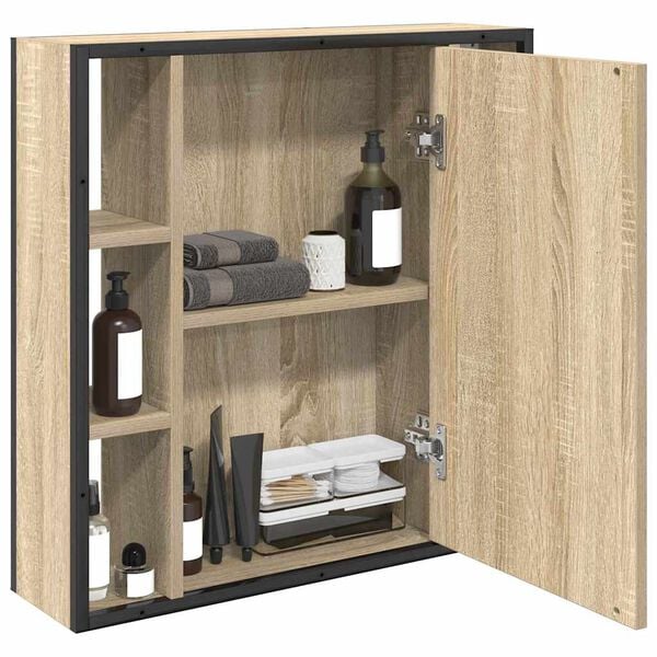 vidaXL Mirror Cabinet Sonoma Oak 60 x 16 x 60 cm Engineered Wood