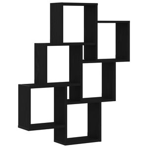 vidaXL Wall Shelf with Shelf Black Oak 78 x 15 x 93 cm Engineered Wood