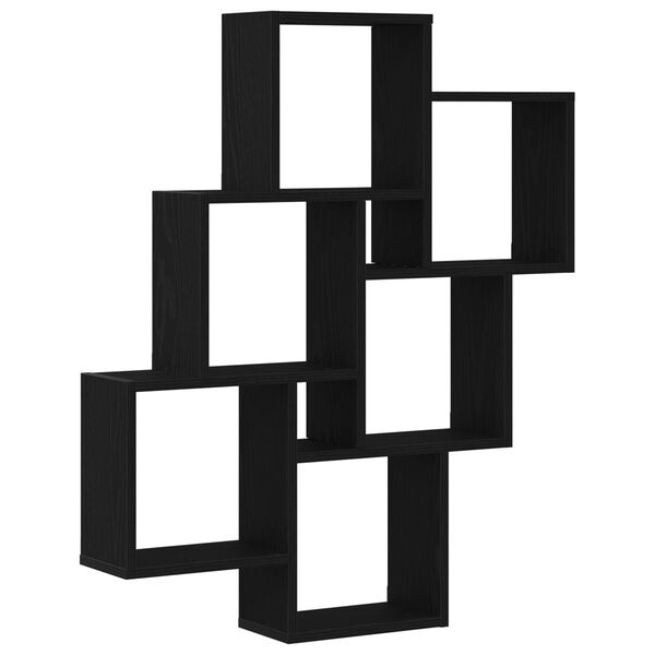 vidaXL Wall Shelf with Shelf Black Oak 78 x 15 x 92 cm Engineered Wood