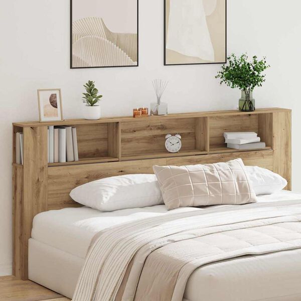 vidaXL Headboard Cabinet with Shelf Artisan Oak 220 x 18.5 x 102.5 cm