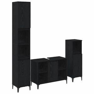 vidaXL Bathroom Furniture Set 3 pcs Black oak Engineered wood