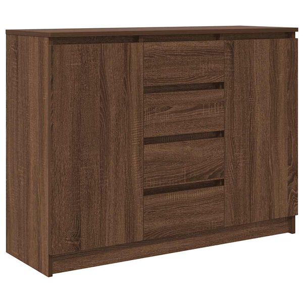 vidaXL Sideboard with Drawers Brown Oak 100.5x35x76 cm Engineered Wood