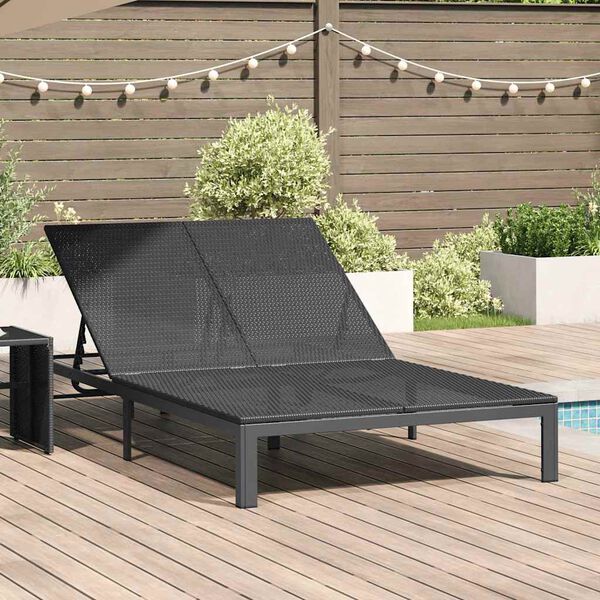vidaXL Sunbed Reclining 1-person Black 206 x 115 x 75 cm Poly Rattan