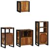 vidaXL Bathroom Furniture Set with Shelf 4 pcs Brown Solid Mango Wood
