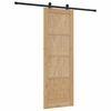 vidaXL Sliding Door Natural and Black 73.5 x 211 cm Solid Pine Wood