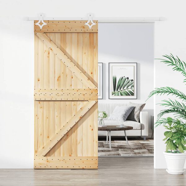 vidaXL Sliding Door with Hardware Set 90x210 cm Solid Wood Pine