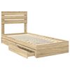 vidaXL Storage Bed with Drawer Sonoma Oak 90 x 190 cm Engineered Wood