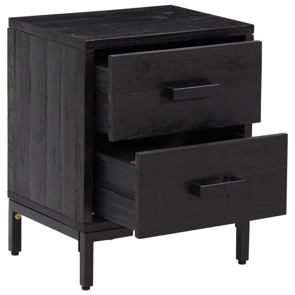 vidaXL Bedside Cabinet Black 36x30x45 cm Solid Pinewood